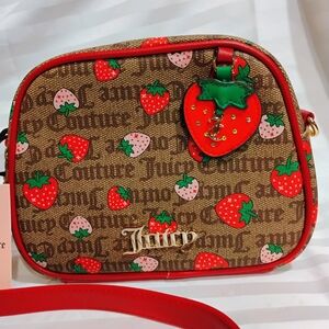 Juicy Couture Strawberry Print Crossbody Bag - Brown and Red